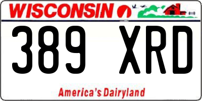 WI license plate 389XRD