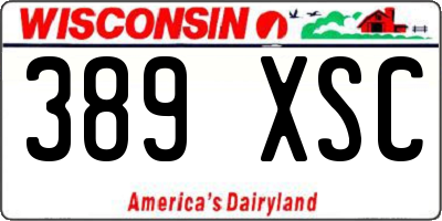 WI license plate 389XSC