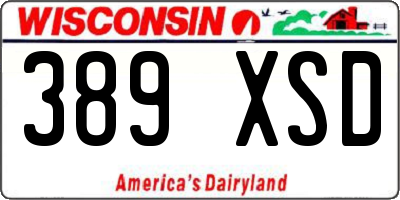WI license plate 389XSD