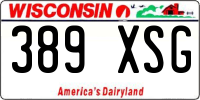 WI license plate 389XSG