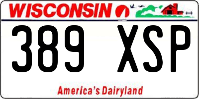 WI license plate 389XSP