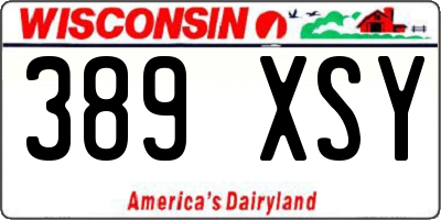 WI license plate 389XSY