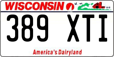 WI license plate 389XTI