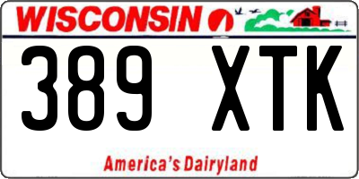 WI license plate 389XTK