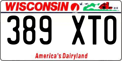 WI license plate 389XTO