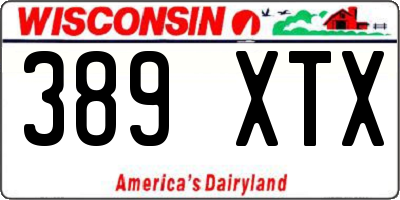 WI license plate 389XTX