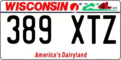 WI license plate 389XTZ