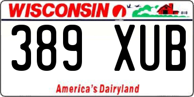 WI license plate 389XUB