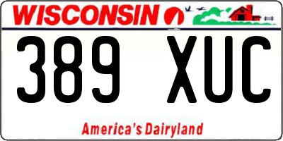 WI license plate 389XUC