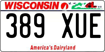 WI license plate 389XUE