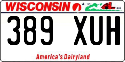 WI license plate 389XUH