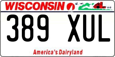 WI license plate 389XUL