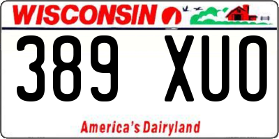 WI license plate 389XUO