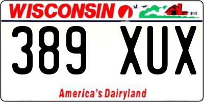 WI license plate 389XUX