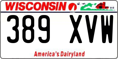 WI license plate 389XVW