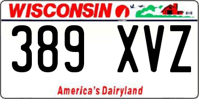 WI license plate 389XVZ