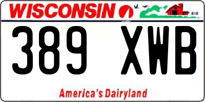 WI license plate 389XWB
