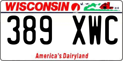 WI license plate 389XWC