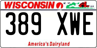 WI license plate 389XWE