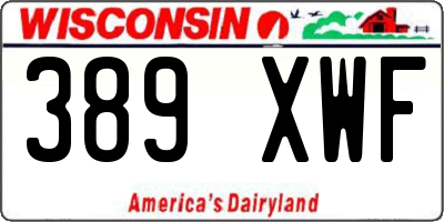 WI license plate 389XWF