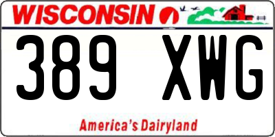 WI license plate 389XWG