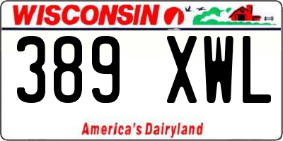 WI license plate 389XWL