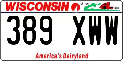 WI license plate 389XWW