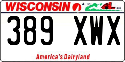 WI license plate 389XWX
