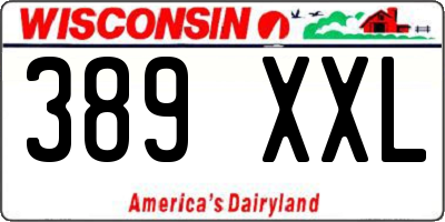 WI license plate 389XXL