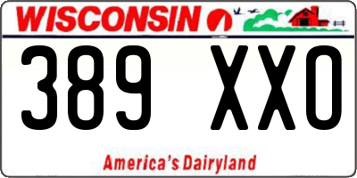 WI license plate 389XXO