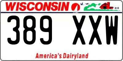 WI license plate 389XXW