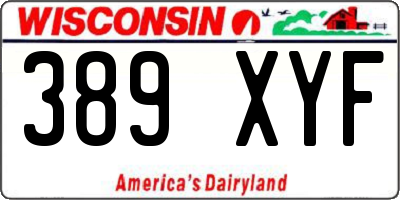 WI license plate 389XYF