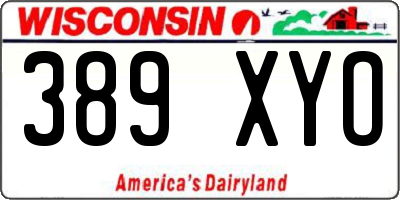 WI license plate 389XYO
