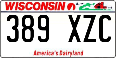 WI license plate 389XZC