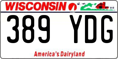 WI license plate 389YDG