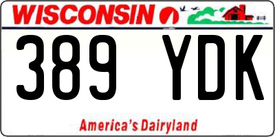 WI license plate 389YDK