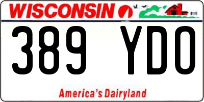 WI license plate 389YDO