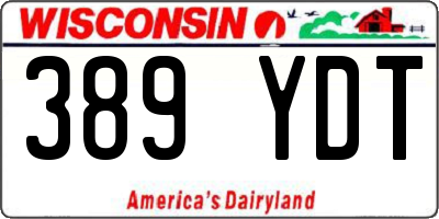 WI license plate 389YDT