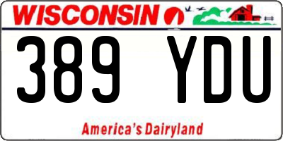WI license plate 389YDU