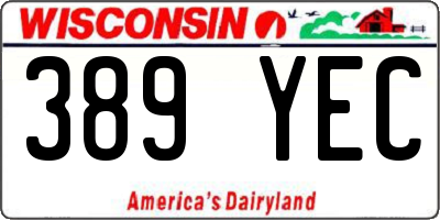WI license plate 389YEC
