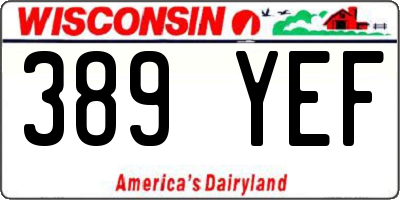 WI license plate 389YEF