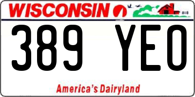 WI license plate 389YEO