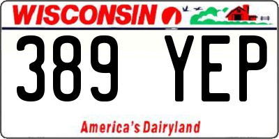 WI license plate 389YEP