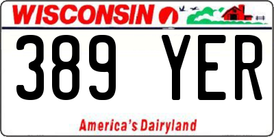 WI license plate 389YER
