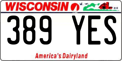 WI license plate 389YES