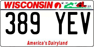 WI license plate 389YEV
