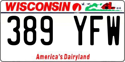 WI license plate 389YFW