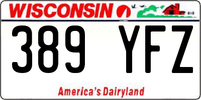 WI license plate 389YFZ