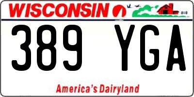 WI license plate 389YGA