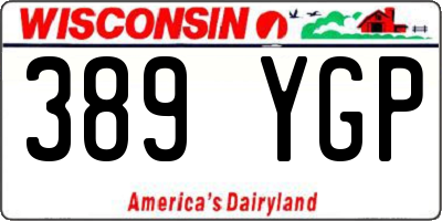 WI license plate 389YGP